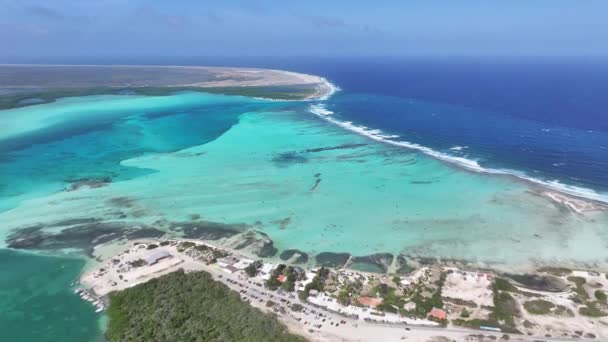 Caribbean Beach Kralendijk Bonaire Nederländska Antillerna Landskap Vid Stranden Karibiska — Stockvideo
