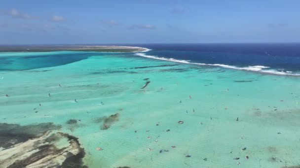 Caraïbisch Eiland Kralendijk Bonaire Nederlandse Antillen Island Beach Blauwe Zee — Stockvideo