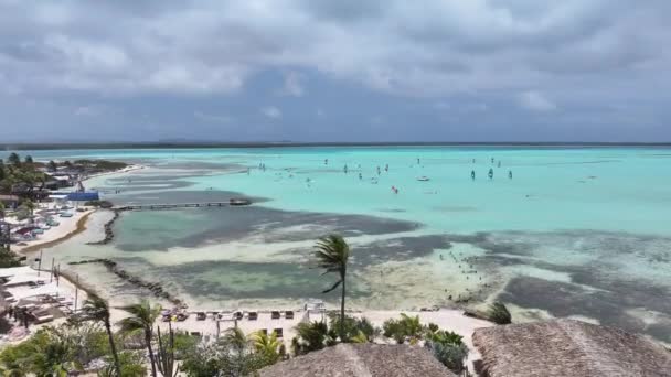 Plaża Sorobon Kralendijk Bonaire Antyle Holenderskie Krajobraz Plaży Wyspa Karaibów — Wideo stockowe