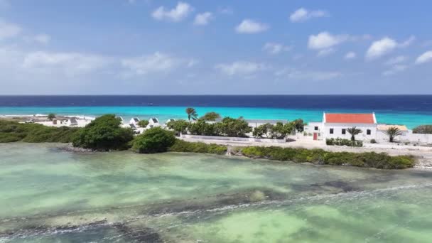 Old Slave Huts Kralendijk Bonaire Netherlands Antilles Island Beach Blue — Stok Video