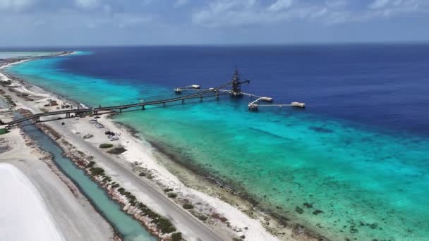 Zoutpier Kralendijk Bonaire Nederlandse Antillen Strand Landschap Caribisch Eiland Kralendijk — Stockvideo