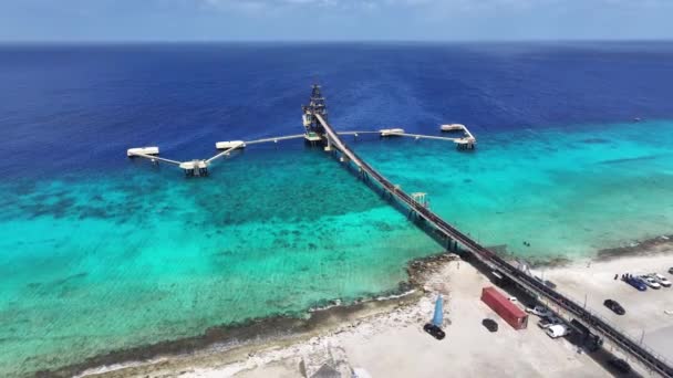 Saltpiren Vid Kralendijk Bonaire Nederländska Antillerna Landskap Vid Stranden Karibiska — Stockvideo