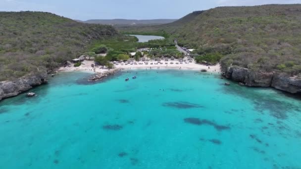 Hollanda Willemstad Daki Daaibooi Plajı Curacao Ada Sahili Mavi Deniz — Stok video