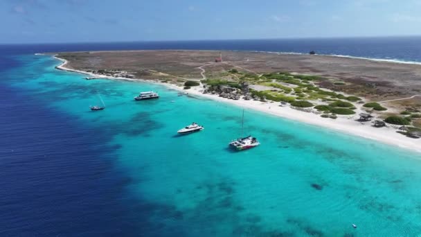 Klein Curacao Willemstad Στην Ολλανδία Κουρασάο Παραλία Νησί Τοπίο Μπλε — Αρχείο Βίντεο
