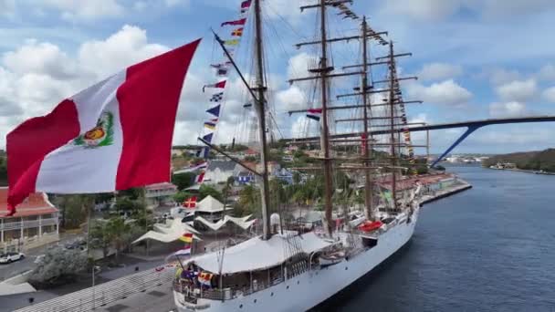 Slavná Loď Otrobanda Willemstad Curacao Karibský Ostrov Union Ship Otrobanda — Stock video