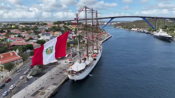Union Ship Otrobanda Willemstad Curacao Caribisch Eiland Unieschip Otrobanda Bij — Stockvideo