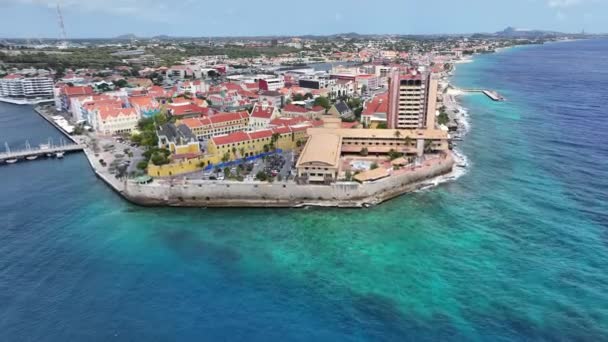 Curacao Skyline Bij Punda Willemstad Curacao Caribisch Eiland Het Centrum — Stockvideo