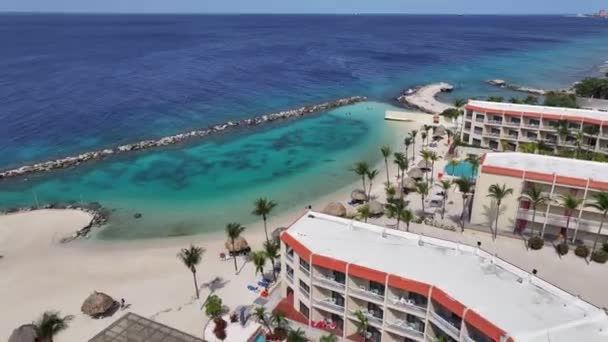 Beach Resort Willemstad Netherlands Curacao Айдиллик Бич Пейзаж Природы Виллемстад — стоковое видео