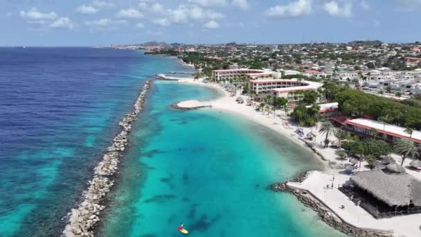 Curacao Skyline Bij Willemstad Nederland Curacao Strand Landschap Caribisch Eiland — Stockvideo