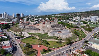 Medieval Fort At Cartagena De Indias In Bolivar Colombia. Walls Of Cartagena Landscape. Medieval City. Cartagena De Indias At Bolivar Colombia. Cartagena Skyline. Historical Center. clipart