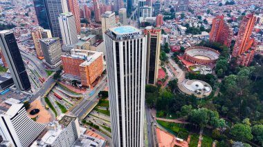 Colpatria Tower At Bogota In District Capital Colombia. High Rise Buildings Landscape. Cityscape Background. Bogota At District Capital Colombia. Downtown City. Urban Outdoor. clipart