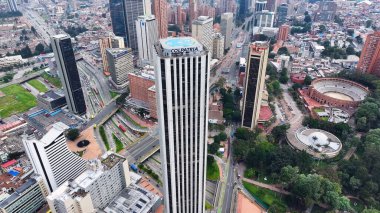 Time Lapse City At Bogota In District Capital Colombia. Downtown Cityscape. Financial District Background. Bogota At District Capital Colombia. High Rise Buildings. Business Traffic. clipart