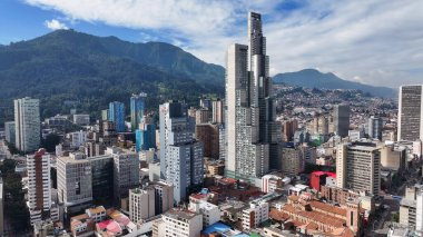 Famous Buildings At Bogota In District Capital Colombia. High Rise Buildings Landscape. Cityscape Background. Bogota At District Capital Colombia. Downtown City. Urban Outdoor. clipart