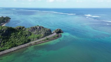 Mauritius Adası 'ndaki Port Louis' deki Maconde Viewpoint. Hint Okyanusu manzarası. Plaj cenneti. Mauritius Adası 'ndaki Port Louis Mauritius. Deniz Burnu Açık Hava. Doğa Turizmi.