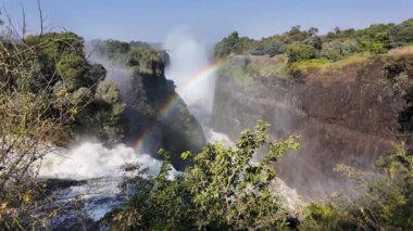 Zimbabwe Skyline Matabeleland, Kuzey Zimbabwe 'deki Victoria Şelalesinde. Doğa Şelalesi. Zambezi Nehri Peyzajı. Kuzey Zimbabwe 'de Victoria Şelalesi. Güney Afrika. Turizm Seyahati.