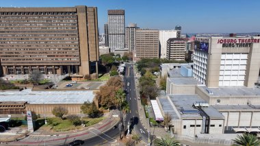 Johannesburg Skyline Güney Afrika 'da Johannesburg' da. Yüksek Binalar Peyzajı. Megacity Arkaplanı. Güney Afrika 'da Johannesburg' da. Şehir merkezinde. Şehir Açık Hava.