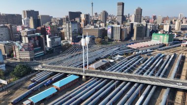 Mandela Bridge At Johannesburg In Gauteng South Africa. Downtown Cityscape. Business District Background. Johannesburg At Gauteng South Africa. High Rise Buildings. City Landmark. clipart