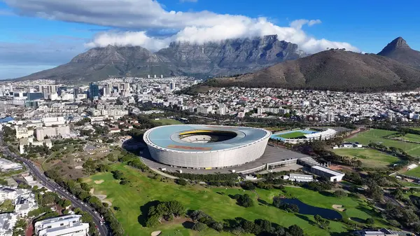 stock image Dhl Stadium At Cape Town In Western Cape South Africa. Football Field Landmark. Soccer Stadium. Cape Town At Western Cape South Africa. Table Mountain Travel. Coast City Skyline.