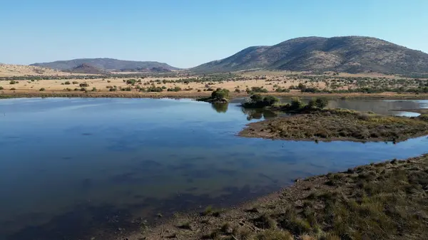 stock image Scenic Lake At Pilanesberg National Park In North West South Africa. African Animals Landscape. Pilanesberg National Park. Pilanesberg National Park At North West South Africa. Big Five Animals.