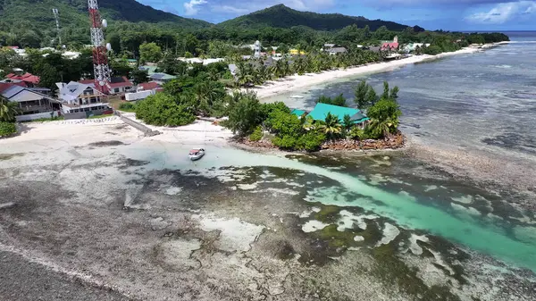 stock image Anse Reunion Beach At La Digue Island In Victoria Seychelles. Indian Ocean Beach. Africa Background. La Digue Island At Victoria. Tourism Landscape. Nature Seascape. Outdoors Travel.