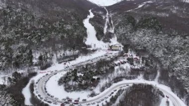 Tierra Del Fuego Arjantin 'deki Ushuaia' da Cerro Martial. Karlı Dağlar. Buzul Manzarası. Tierra Del Fuego Arjantin. Kış sporları. Ushuaia 'da Cerro Martial Tierra Del Fuego Arjantin.