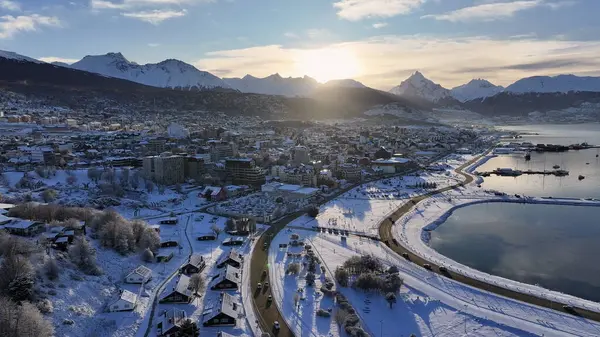 stock image Ushuaia Skyline At Ushuaia In Tierra Del Fuego Argentina. Downtown Cityscape. Tourism Landmark. Snow Capped Landscape. Ushuaia Skyline At Ushuaia In Tierra Del Fuego Argentina.