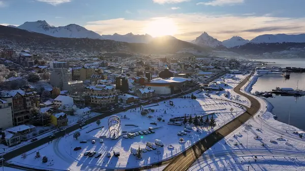 stock image Ushuaia Skyline At Ushuaia In Tierra Del Fuego Argentina. Downtown Cityscape. Tourism Landmark. Snow Capped Landscape. Ushuaia Skyline At Ushuaia In Tierra Del Fuego Argentina.