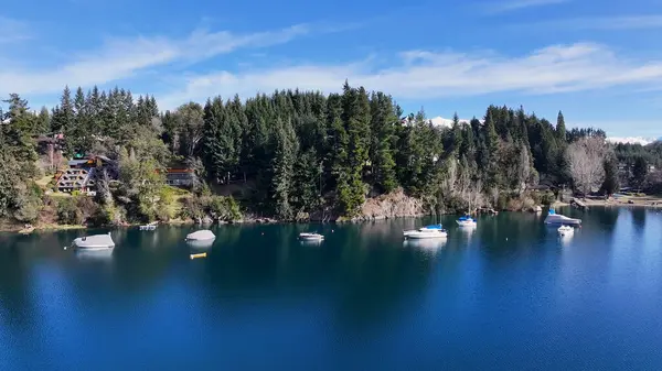 stock image San Patricio Bay Water At Villa La Angostura In Neuquen Argentina. Snowy Mountains. Angostura Village. Travel Background. San Patricio Bay Water At Villa La Angostura In Neuquen Argentina.