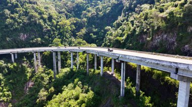 Rio Grande Do Sul Brezilya 'daki Itati' deki Sun Route Yolu. Highway Yolu Peyzajı. Köprü Sahnesi. Yol Gezisi Geçmişi. Rio Grande Do Sul Brezilya 'daki Itati' de Güneş Yolu.