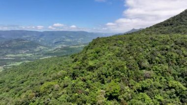 Santa Catarina Brezilya 'daki Praia Grande' de Yeşil Vadi. Dağ Manzarası. Tarım arazisi. Doğa Arkaplanı. Santa Catarina Brezilya 'daki Praia Grande' de Yeşil Vadi. Pirinç Tarlası.