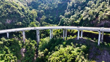 Rio Grande Do Sul Brezilya 'daki Itati' deki Sun Route Yolu. Highway Yolu Peyzajı. Köprü Sahnesi. Yol Gezisi Geçmişi. Rio Grande Do Sul Brezilya 'daki Itati' de Güneş Yolu.