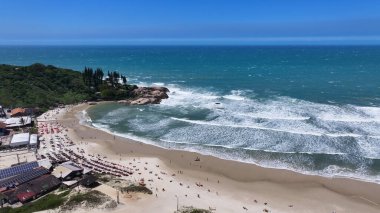 Joaquina Beach At Florianopolis In Santa Catarina Brazil. Beach Landscape. Nature Seascape. Travel Destination. Joaquina Beach At Florianopolis In Santa Catarina Brazil. Turquoise Water. clipart