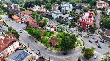 Gramado Brazil. Ethnicities Square At Gramado In Rio Grande Do Sul Brazil. Metropolis Landscape. Residential Buildings. Downtown District. Ethnicities Square At Gramado In Rio Grande Do Sul Brazil. clipart