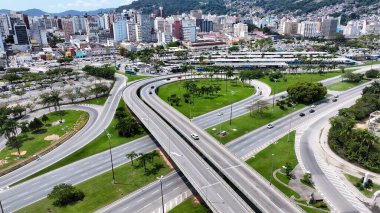 Florianopolis Skyline Santa Catarina Brezilya 'daki Florianopolis' te. Şehir Sahnesi. Şehir merkezinde. Şehir manzarası manzarası. Florianopolis Skyline Santa Catarina Brezilya 'daki Florianopolis' te. Turizm Tarihi Yer.