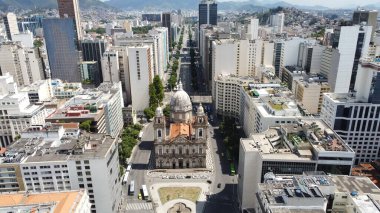 Panoramic aerial view of Rio de Janeiro Brazil. International travel landmark. Vacation destination clipart