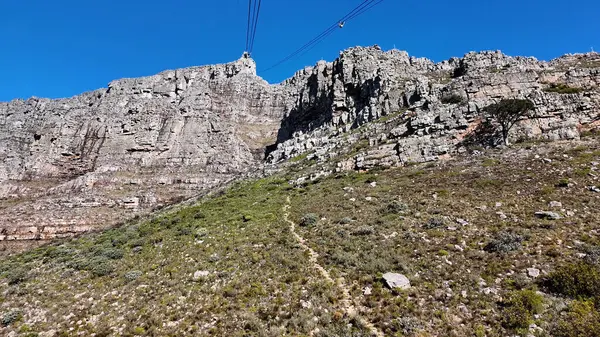 Güney Afrika Burnu 'ndaki Cape Town' daki masa dağı. Ulusal Park Sahnesi. Dev Kayalar. Cape Town Batı Cape Güney Afrika 'da. Turizm Seyahati. Ulaşım Skyline.