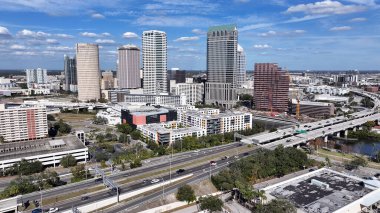 Tampa Skyline, Tampa, Florida Birleşik Devletleri. Yüksek Binalar Peyzajı. Finans Bölgesi. Florida 'da Tampa Skyline. Şehir merkezinde. Şehir Açık Hava.