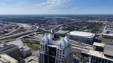 Orlando Skyline Orlando, Florida Birleşik Devletleri. Şehir merkezindeki şehir manzarası. Kurumsal Binalar Arkaplanı. Orlando Florida Birleşik Devletleri 'nde. High Rise Binaları. İş Bölgesi.