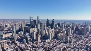 Philadelphia 'da Philadelphia' da, Amerika Birleşik Devletleri 'nde. Şehir merkezinde. Metropolis Manzarası. Philadelphia şehir merkezinde, Pensilvanya 'da. Finans Bölgesi. Çarpıcı Şehir Manzarası.