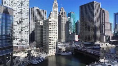 Chicago Skyline Illinois 'de Chicago' da. Highrise Binaları Sahnesi. Metropolitan Şehri. Illinois 'de Chicago Skyline. İş Bölgesi. Şehir Gökyüzü Görünümü.