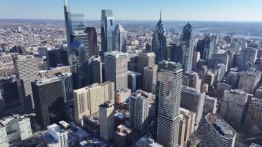 Philadelphia 'da Philadelphia' da, Amerika Birleşik Devletleri 'nde. Şehir merkezinde. Metropolis Manzarası. Philadelphia şehir merkezinde, Pensilvanya 'da. Finans Bölgesi. Çarpıcı Şehir Manzarası.