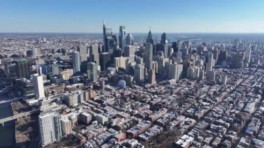 Philadelphia 'daki Philadelphia Skyline, Amerika Birleşik Devletleri. Highrise Binaları Sahnesi. Metropolitan Şehri. Philadelphia Skyline, Pennsylvania Birleşik Devletleri. İş Bölgesi.