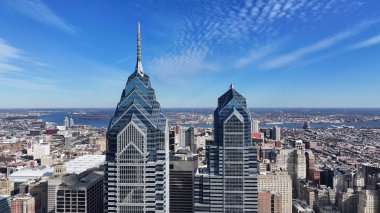 Philadelphia 'daki Philadelphia Skyline, Amerika Birleşik Devletleri. Highrise Binaları Sahnesi. Metropolitan Şehri. Philadelphia Skyline, Pennsylvania Birleşik Devletleri. İş Bölgesi.