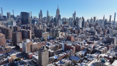 New York Skyline New York 'ta Manhattan' da. Şehir merkezinde göz kamaştırıcı. Turizm Tarihi Yer. New York Skyline, New York Birleşik Devletleri. Yükseklik Binaları.