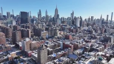New York Skyline New York 'ta Manhattan' da. Şehir merkezinde göz kamaştırıcı. Turizm Tarihi Yer. New York Skyline, New York Birleşik Devletleri. Yükseklik Binaları.