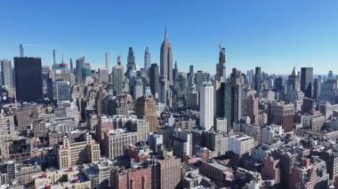 New York Skyline New York 'ta Manhattan' da. Highrise Binaları Sahnesi. Güzel şehir manzarası. New York Skyline, New York Birleşik Devletleri. Empire State Binası Manzarası.