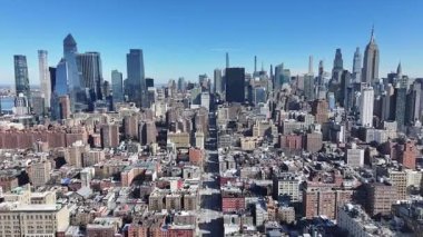 New York 'un merkezinde, New York' ta, Manhattan 'da. Highrise Binaları Sahnesi. Güzel şehir manzarası. New York 'un merkezinde, New York' ta. İş Bölgesi Manzarası.