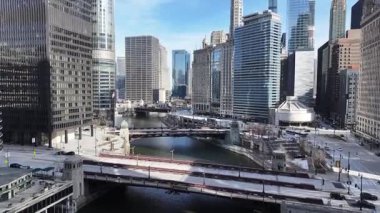 Chicago Skyline Illinois 'de Chicago' da. Highrise Binaları Sahnesi. Metropolitan Şehri. Illinois 'de Chicago Skyline. İş Bölgesi. Şehir Gökyüzü Görünümü.