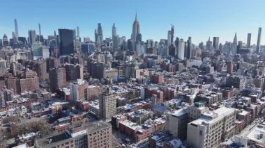 New York Skyline New York 'ta Manhattan' da. Şehir merkezinde göz kamaştırıcı. Turizm Tarihi Yer. New York Skyline, New York Birleşik Devletleri. Yükseklik Binaları.