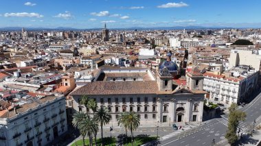 Valence Community İspanya 'da Valencia Skyline' da. Ortaçağ Binaları Sahnesi. Şehir merkezindeki şehir manzarası. Valence Community İspanya 'da Valencia. Kültür Mirası Skyline. Şehir Sahnesi.